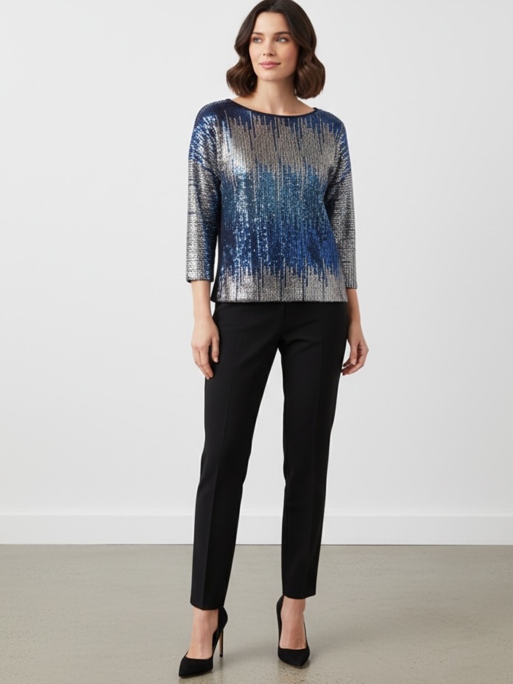 ~ Naeem Khan’s Sequin Nights in Shades of Blue & Silver~Exquisite~size XS